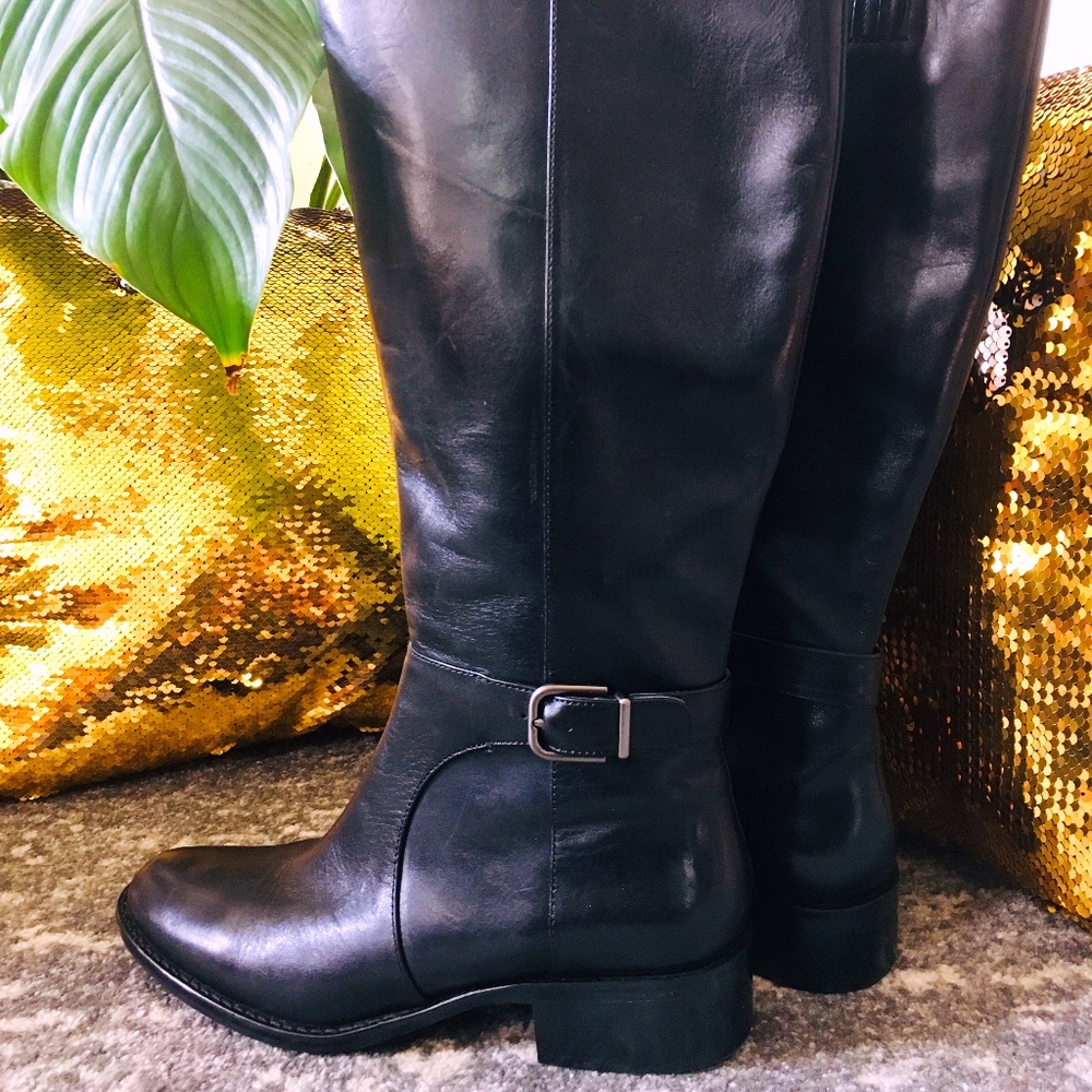 Via Spiga black knee-high leather riding boots